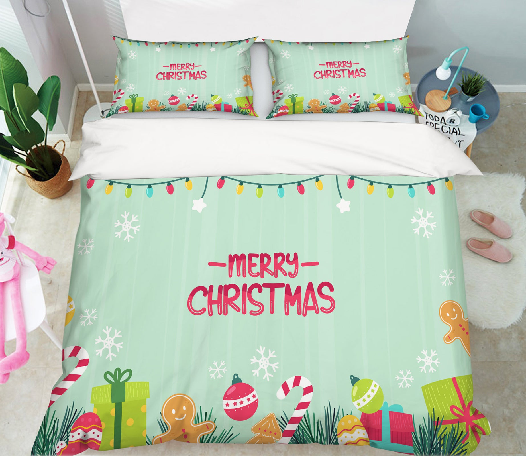 3D Christmas Gift 61004 Bed Pillowcases Quilt