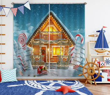 3D Snow House 52049 Christmas Curtains Drapes Xmas