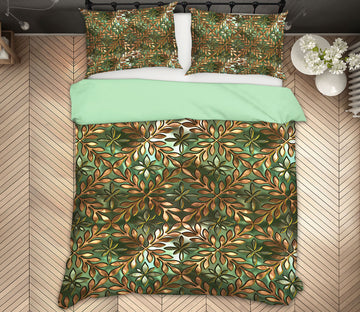 3D Golden Leaves 14055 Bed Pillowcases Quilt