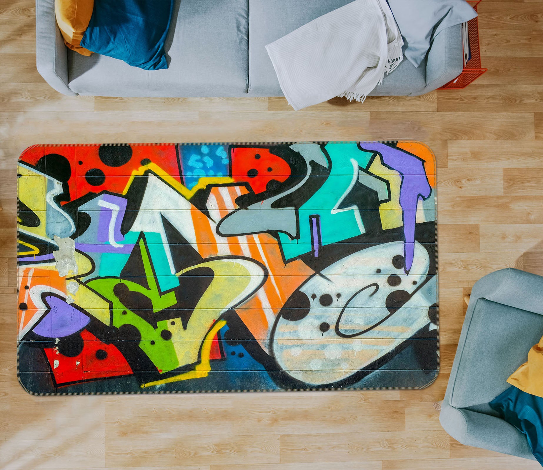 3D Graffiti 31076 Non Slip Rug Mat