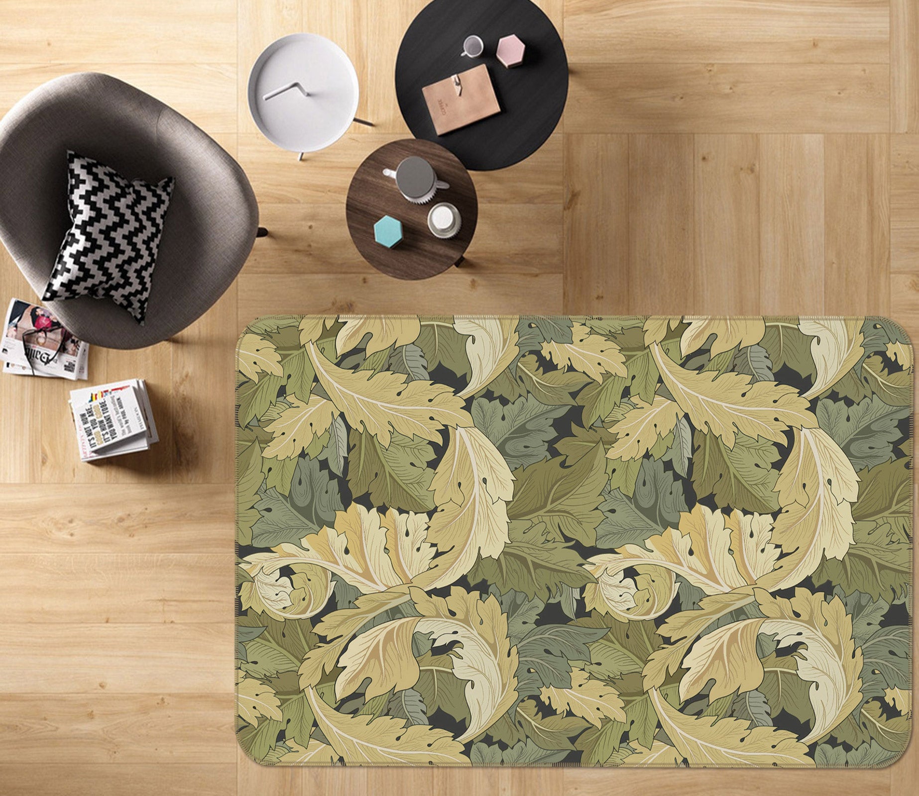 3D Leaf Pattern 33001 Non Slip Rug Mat