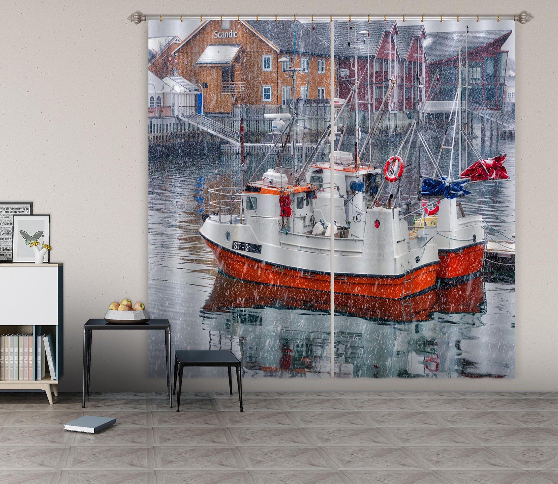 3D River Ship 045 Marco Carmassi Curtain Curtains Drapes Curtains AJ Creativity Home 
