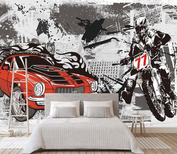 3D Hand Painted Motorcycle 062 Wall Murals Wallpaper AJ Wallpaper 2 