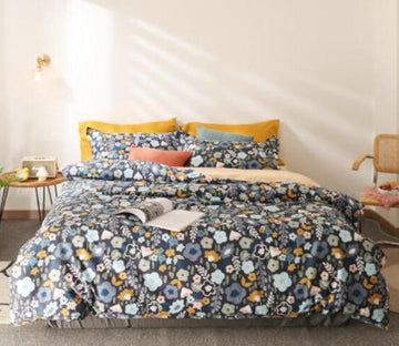 3D Black Floral 50026 Bed Pillowcases Quilt