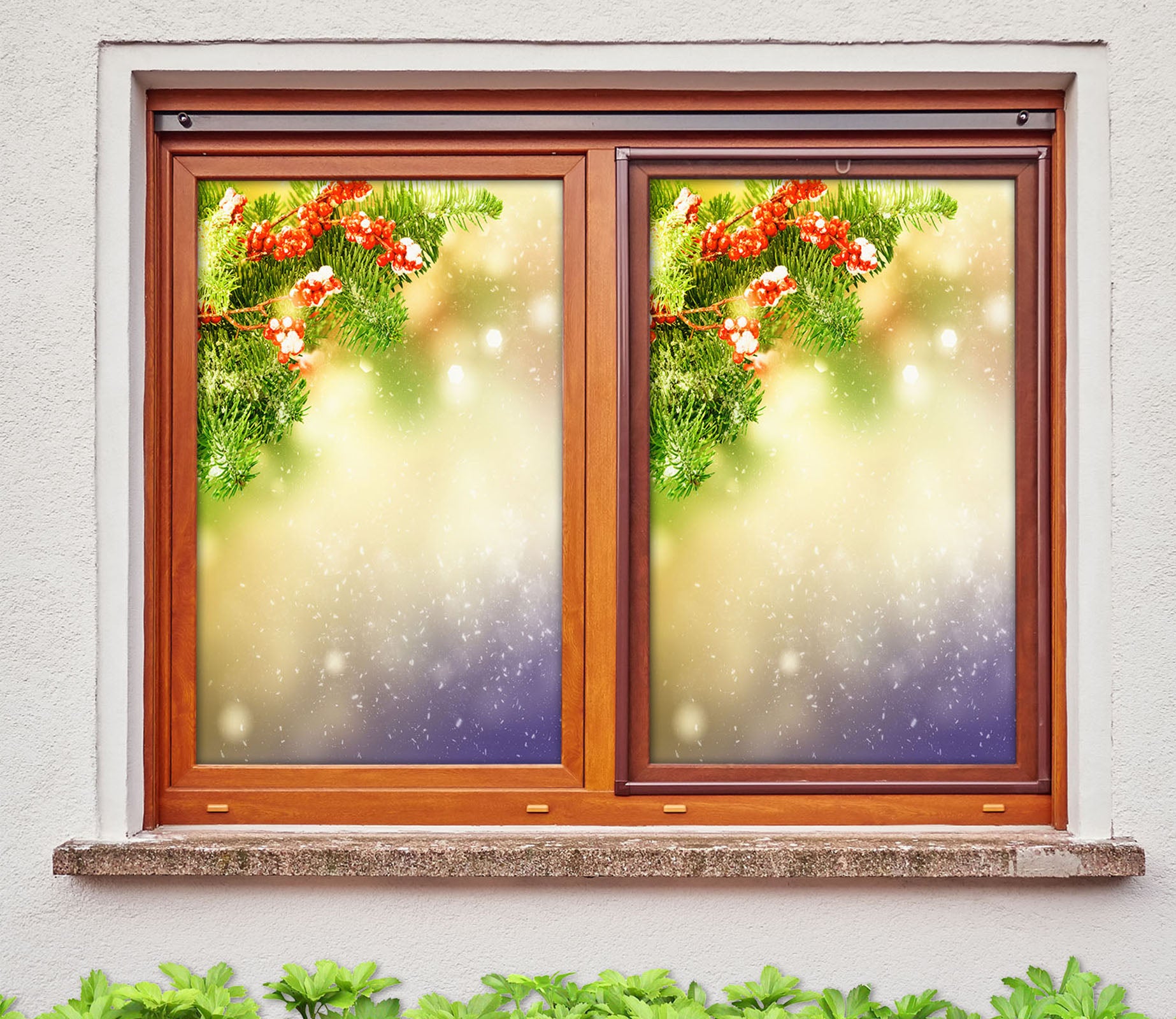 3D Christmas Branches 43126 Christmas Window Film Print Sticker Cling Stained Glass Xmas