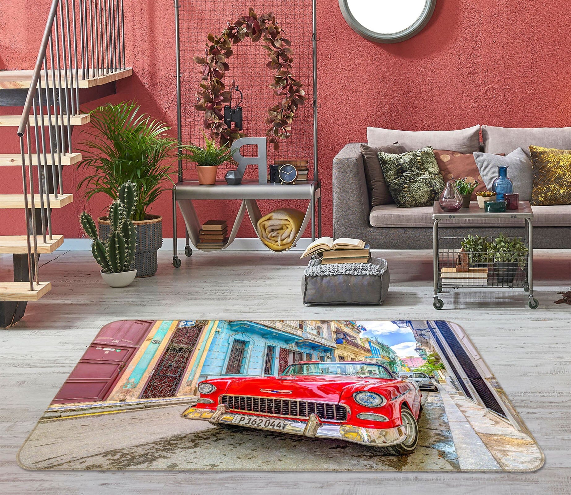 3D Red Truck 1017 Assaf Frank Rug Non Slip Rug Mat Mat AJ Creativity Home 