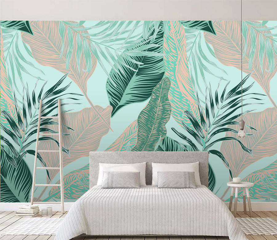 3D Painted Leaves WC033 Wall Murals