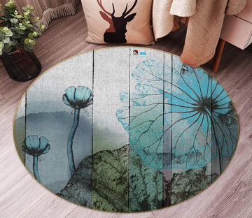 3D Ink Lotus 72270 Round Non Slip Rug Mat