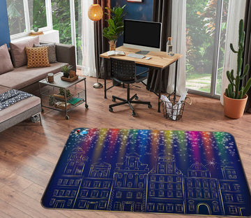 3D Colorful Light Houses 55057 Christmas Non Slip Rug Mat Xmas