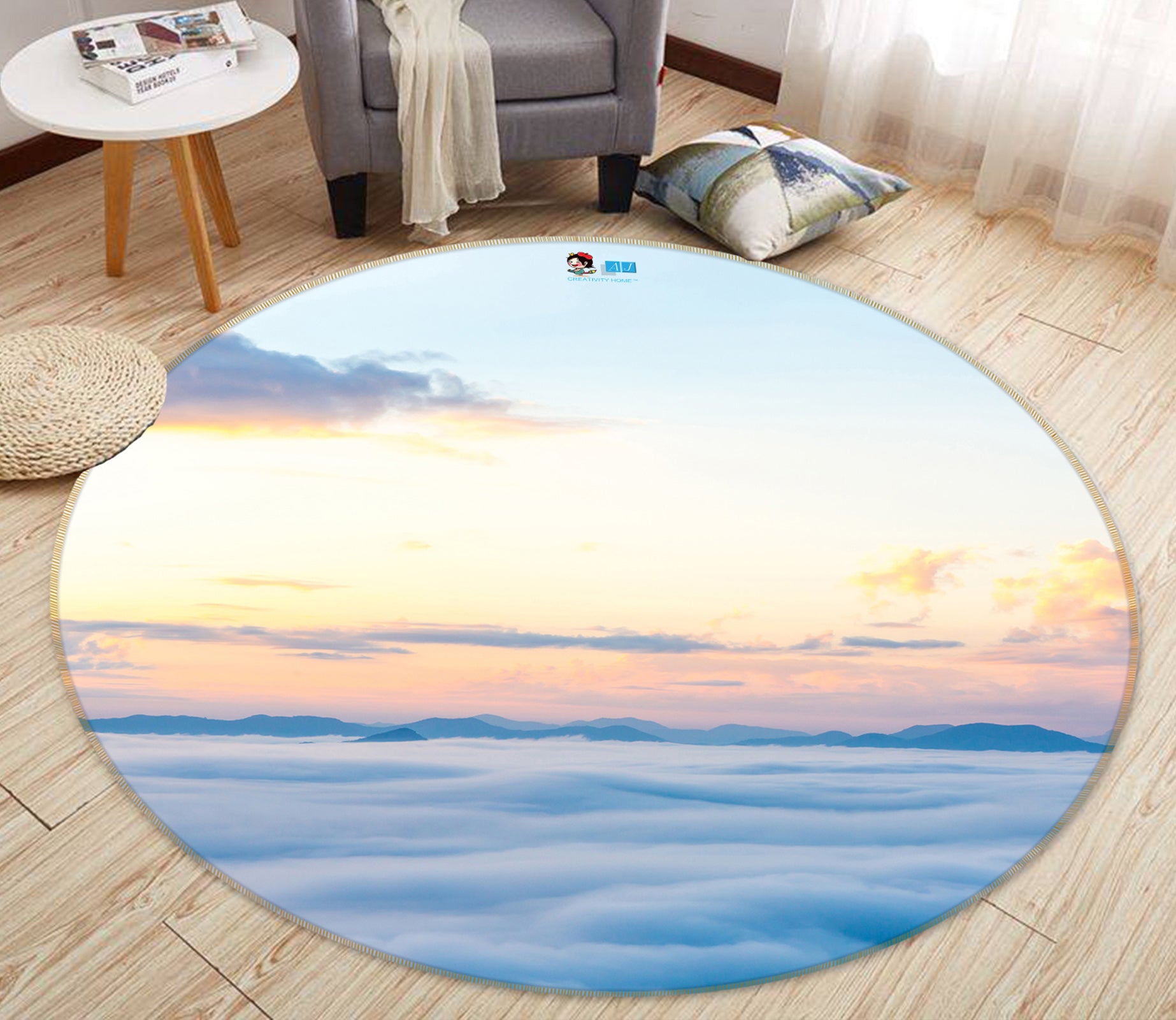 3D Sea Surface 81144 Round Non Slip Rug Mat