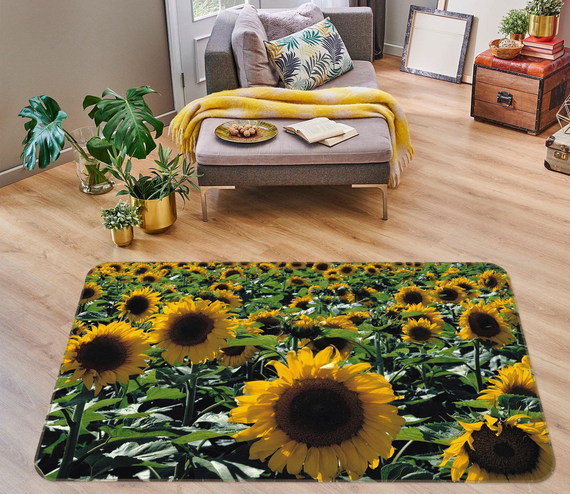 3D Sunflower Bush 75257 Non Slip Rug Mat