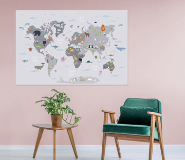 3D Grey Art 255 World Map Wall Sticker Wallpaper AJ Wallpaper 2 