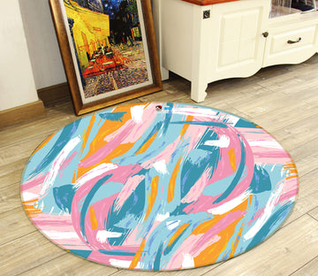 3D Color Lines 81247 Round Non Slip Rug Mat