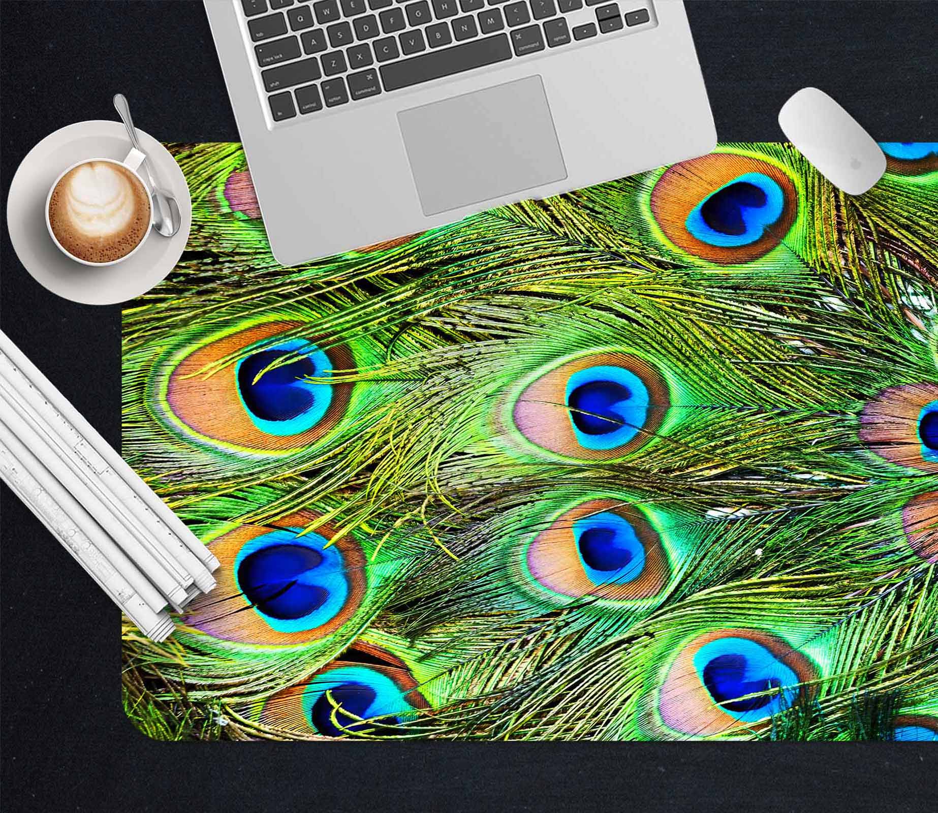 3D Peacock Feather 083 Desk Mat