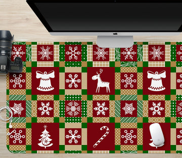 3D Red Plaid Pattern 51251 Christmas Desk Mat Xmas