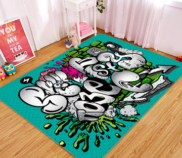 3D Green Letters 30089 Non Slip Rug Mat