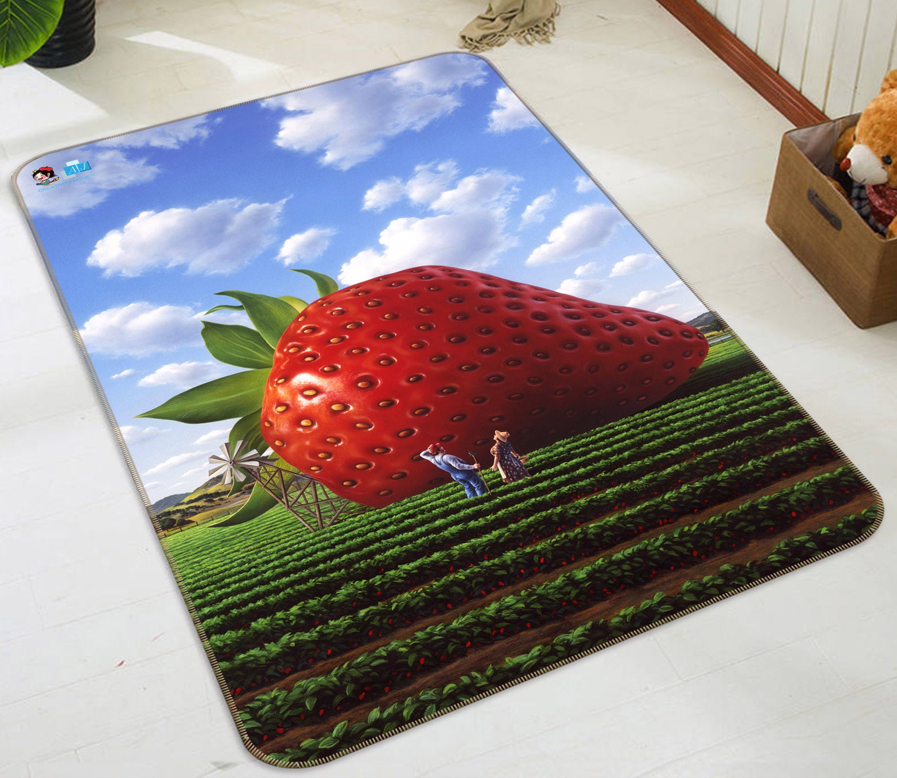 3D Giant Strawberry 85093 Jerry LoFaro Rug Non Slip Rug Mat