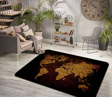 3D Golden Mountains 237 World Map Non Slip Rug Mat Mat AJ Creativity Home 