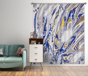 3D Blue Ash Gold Texture 8043 Valerie Latrice Curtain Curtains Drapes