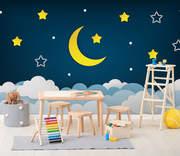 3D Moon Star Cloud 285 Wall Murals