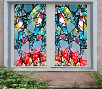 3D Splicing Debris 377 Window Film Print Sticker Cling Stained Glass UV Block