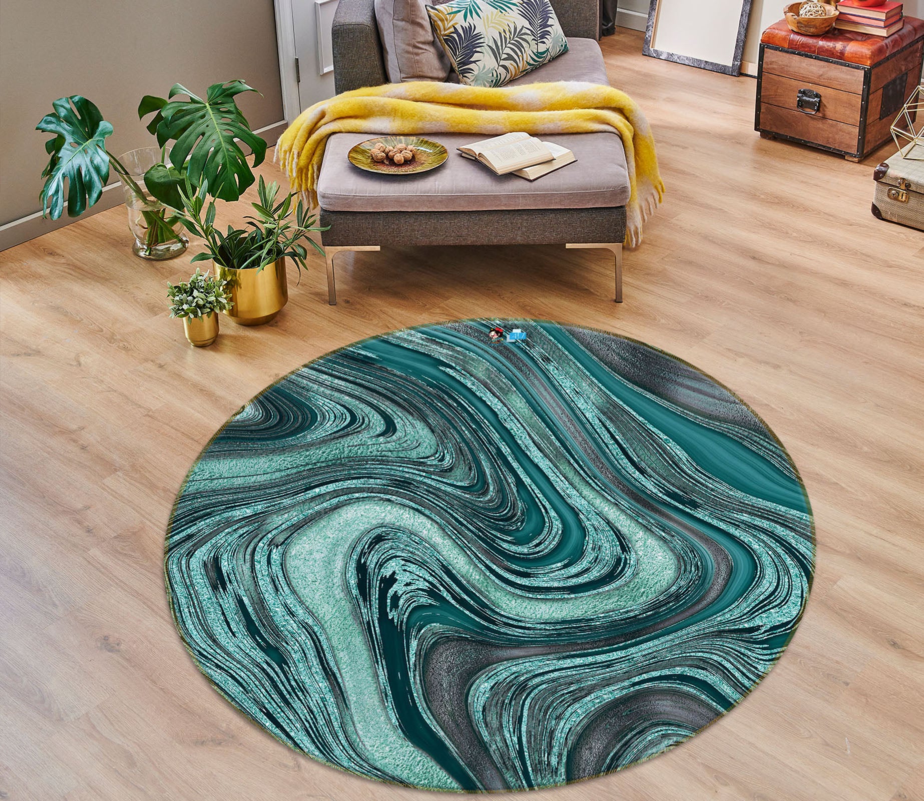 3D Green Texture 83072 Andrea haase Rug Round Non Slip Rug Mat