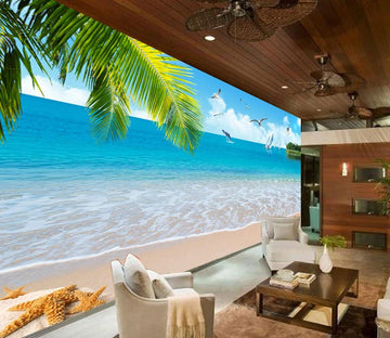 3D Seagull Starfish WC305 Wall Murals