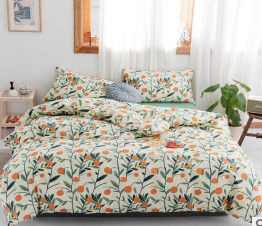 3D Green Orange Floral 15109 Bed Pillowcases Quilt