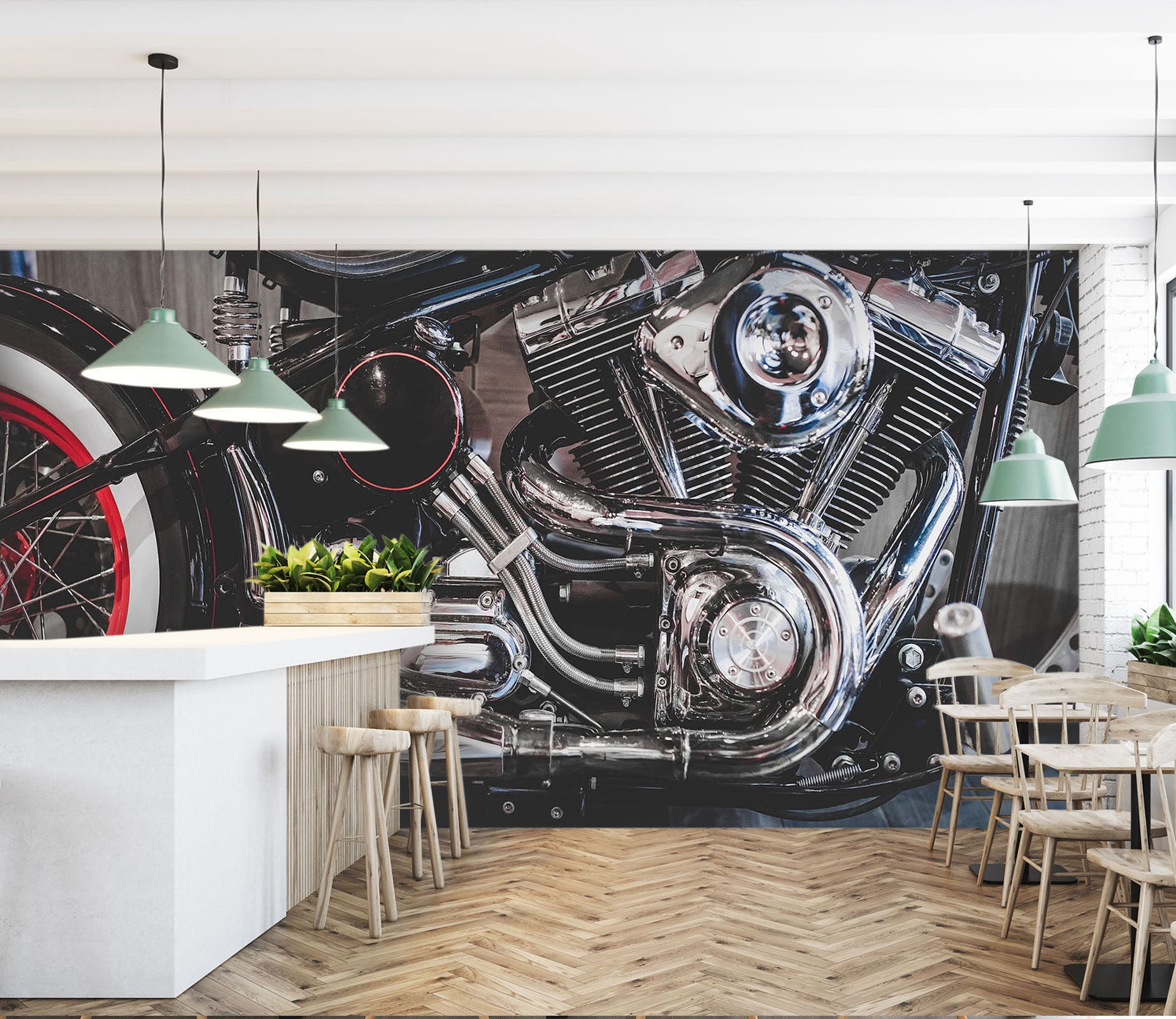 3D Motorcycle Engine 369 Vehicle Wall Murals