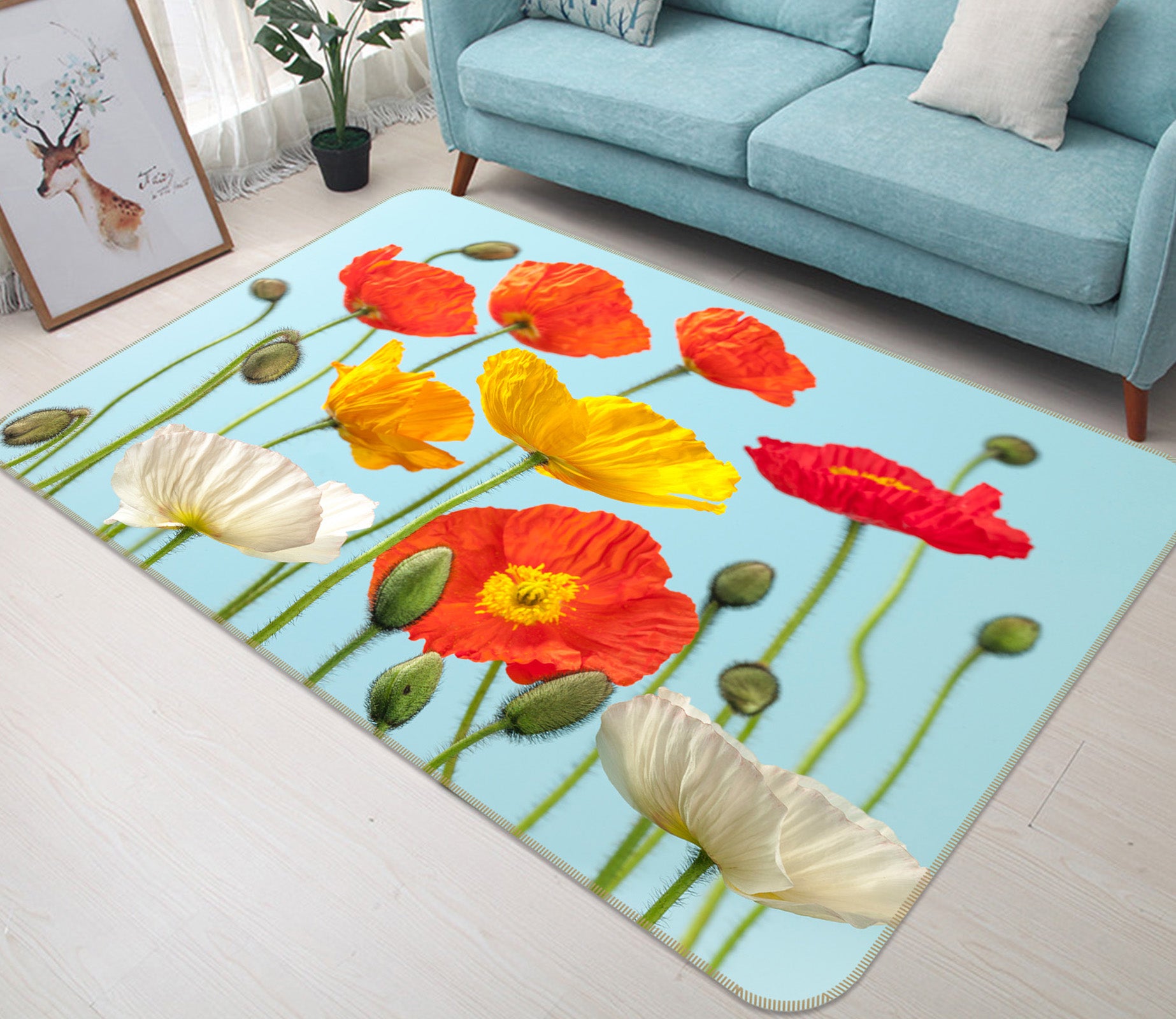 3D Flowers 83202 Assaf Frank Rug Non Slip Rug Mat