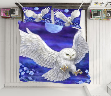 3D White Owl Moon 5884 Kayomi Harai Bedding Bed Pillowcases Quilt Cover Duvet Cover