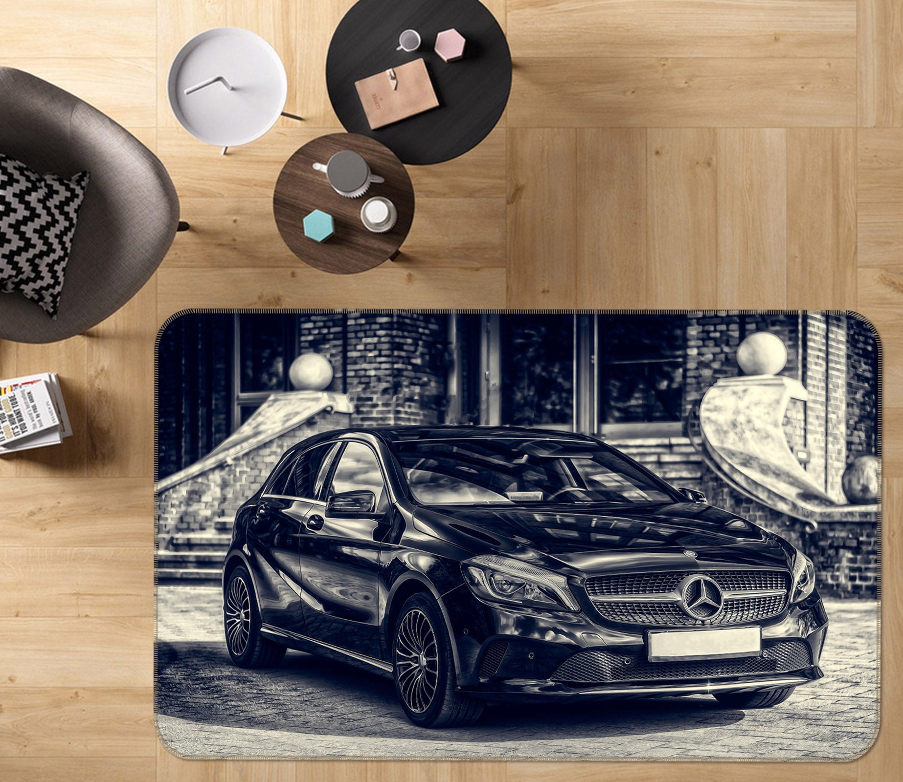 3D Black Car 42006 Vehicle Non Slip Rug Mat