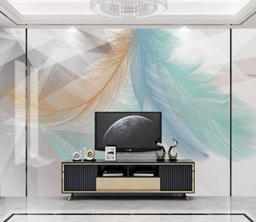 3D Green Feather WC2504 Wall Murals