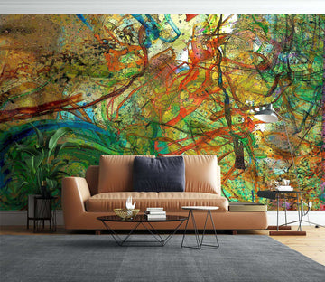 3D Green Abstract Jungle Painting 9107 Alius Herb Wall Mural Wall Murals