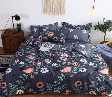 3D Black Background Flower Pattern 12036 Bed Pillowcases Quilt