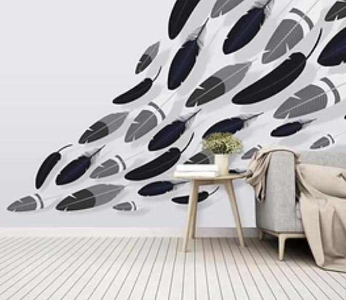 3D Black And White Feather 2065 Wall Murals Wallpaper AJ Wallpaper 2 
