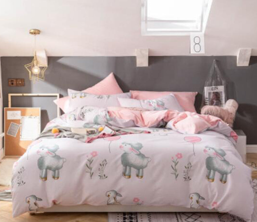 3D Little Cotton Sheep 16063 Bed Pillowcases Quilt
