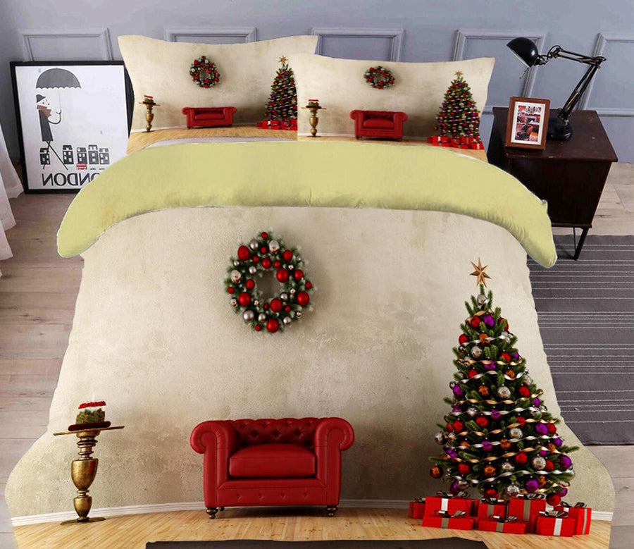 3D Christmas Tree Sofa 45116 Christmas Quilt Duvet Cover Xmas Bed Pillowcases