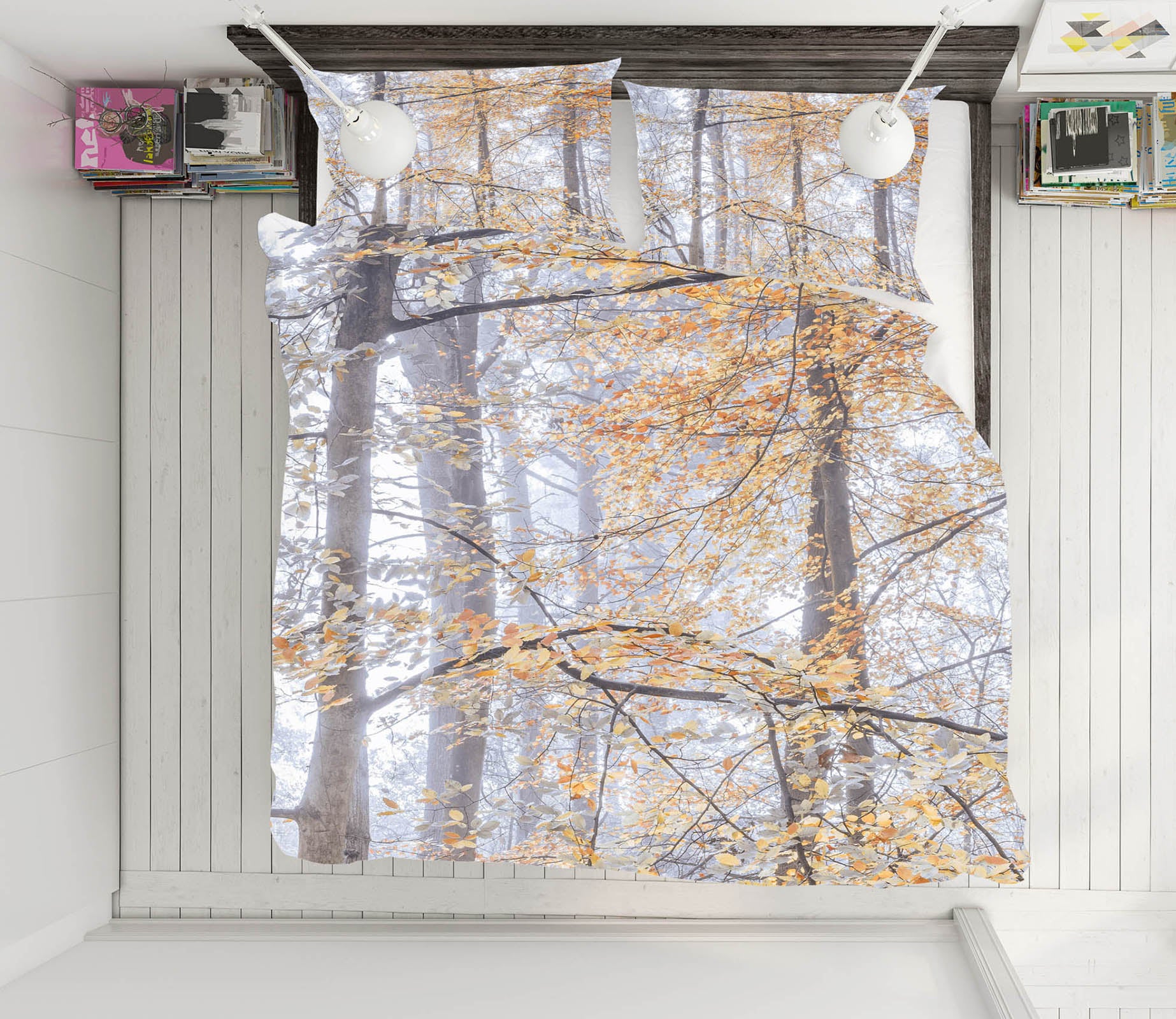 3D Yellow Leaves 7154 Assaf Frank Bedding Bed Pillowcases Quilt Cover Duvet Cover