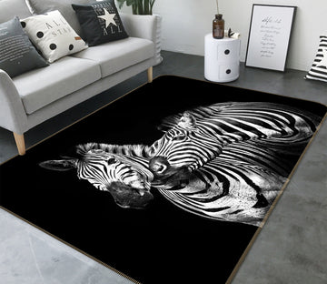 3D Black White Zebras 82173 Animal Non Slip Rug Mat