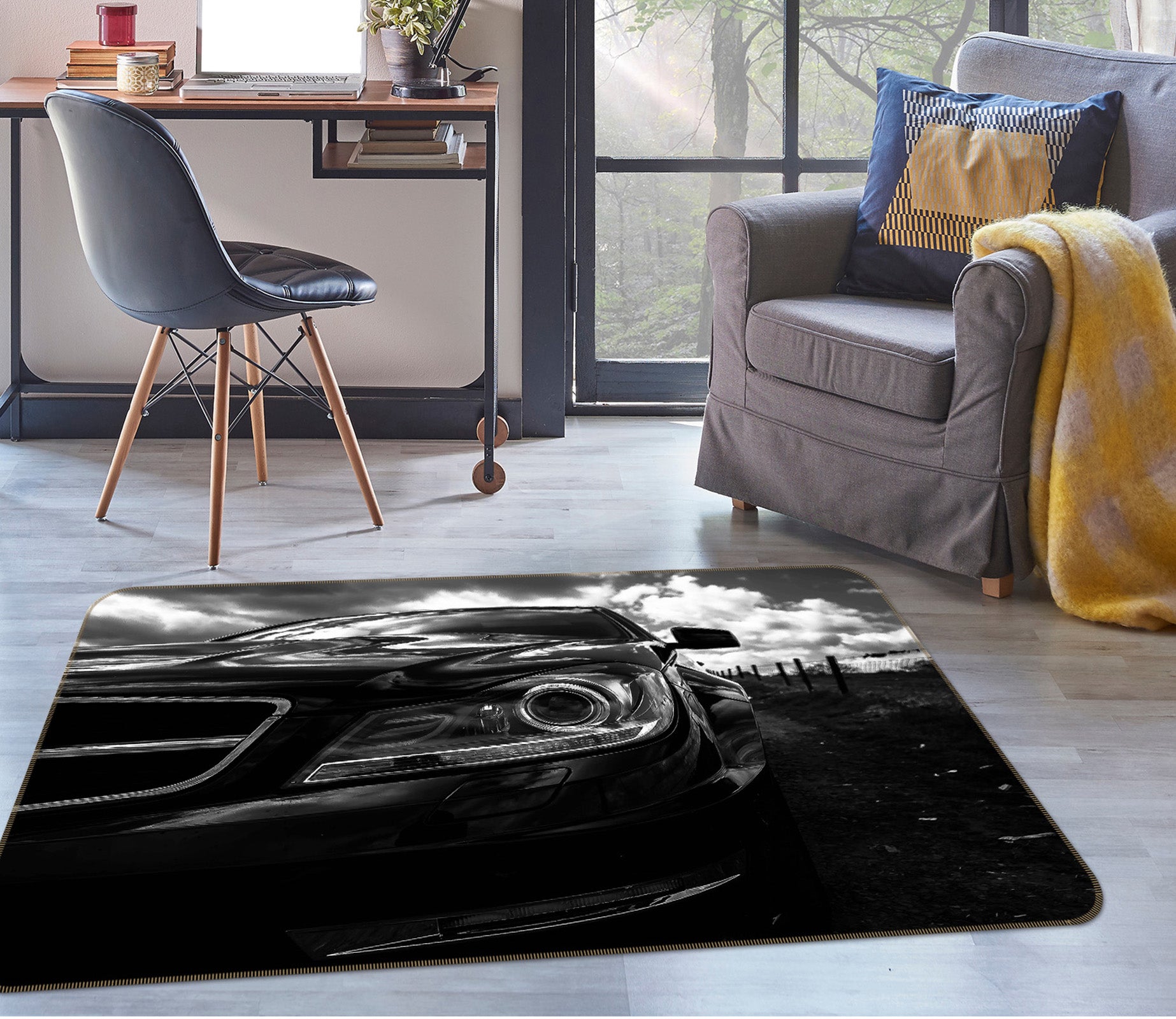 3D Black Car 68053 Vehicle Non Slip Rug Mat