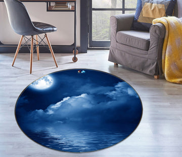3D Moon Cloud 72064 Round Non Slip Rug Mat