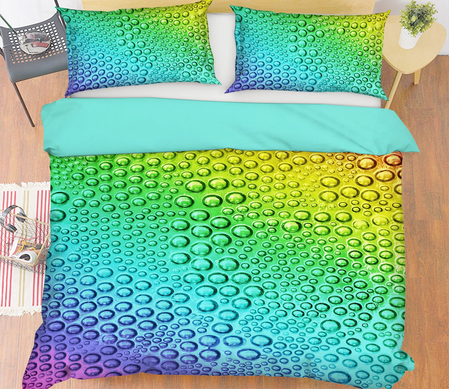 3D Colored Water Drops 13159 Bed Pillowcases Quilt