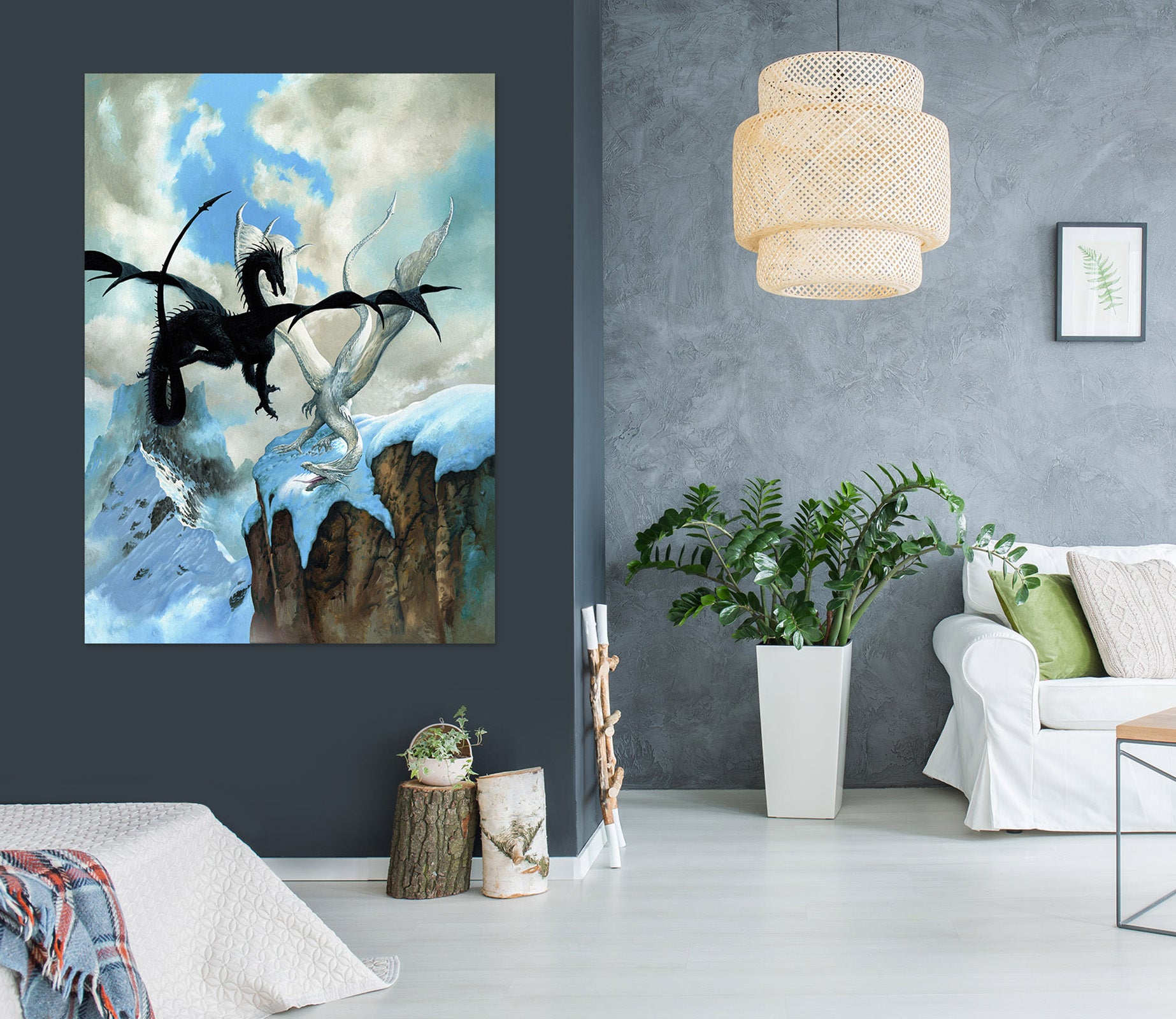 3D Black White Dragon 8122 Ciruelo Wall Sticker