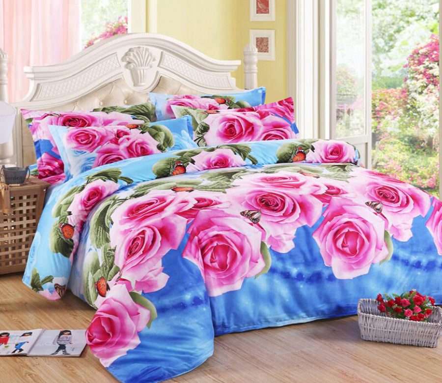 3D Rose Season 6009 Bed Pillowcases Quilt