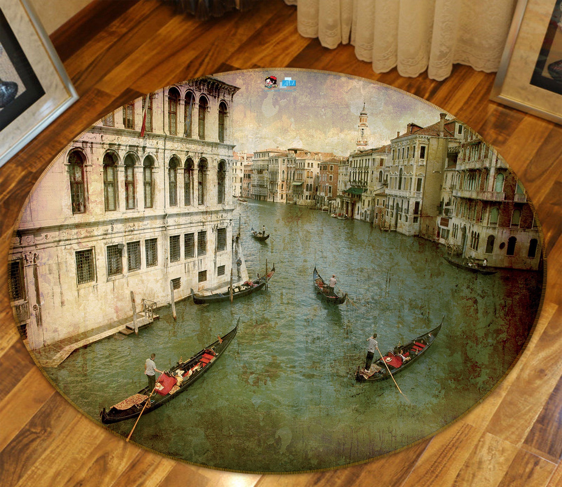 3D Houses Vessel 72289 Round Non Slip Rug Mat