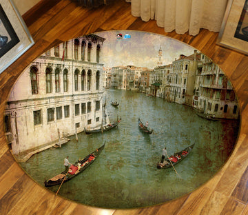3D Houses Vessel 72289 Round Non Slip Rug Mat