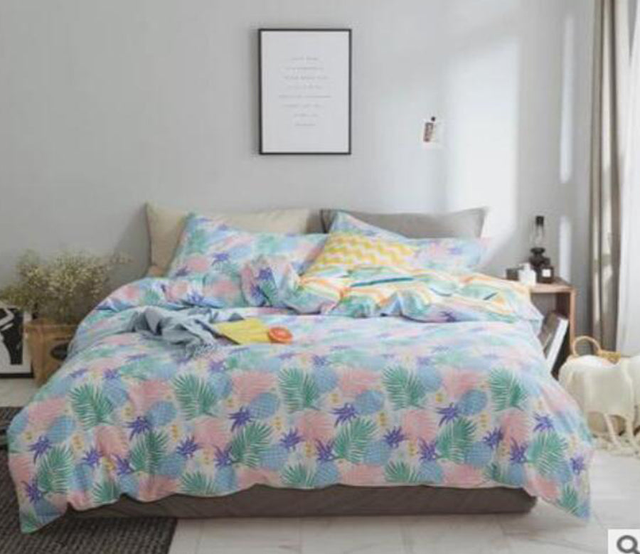 3D Pink Blue Flowers  20305 Bed Pillowcases Quilt