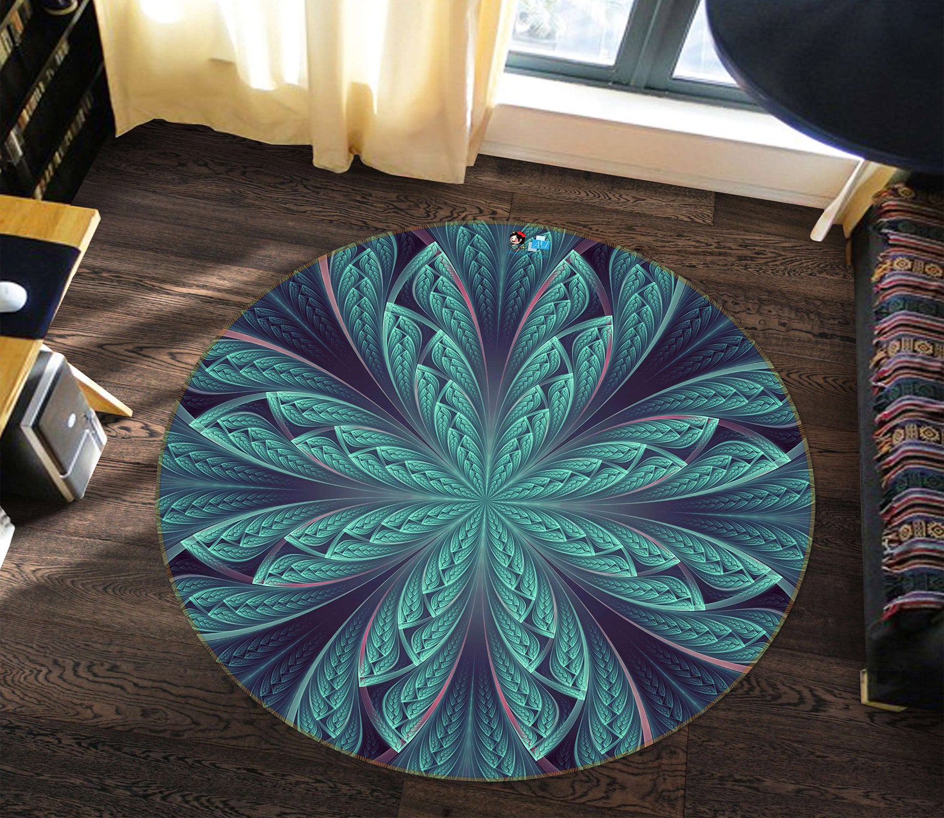 3D Pattern 80222 Round Non Slip Rug Mat