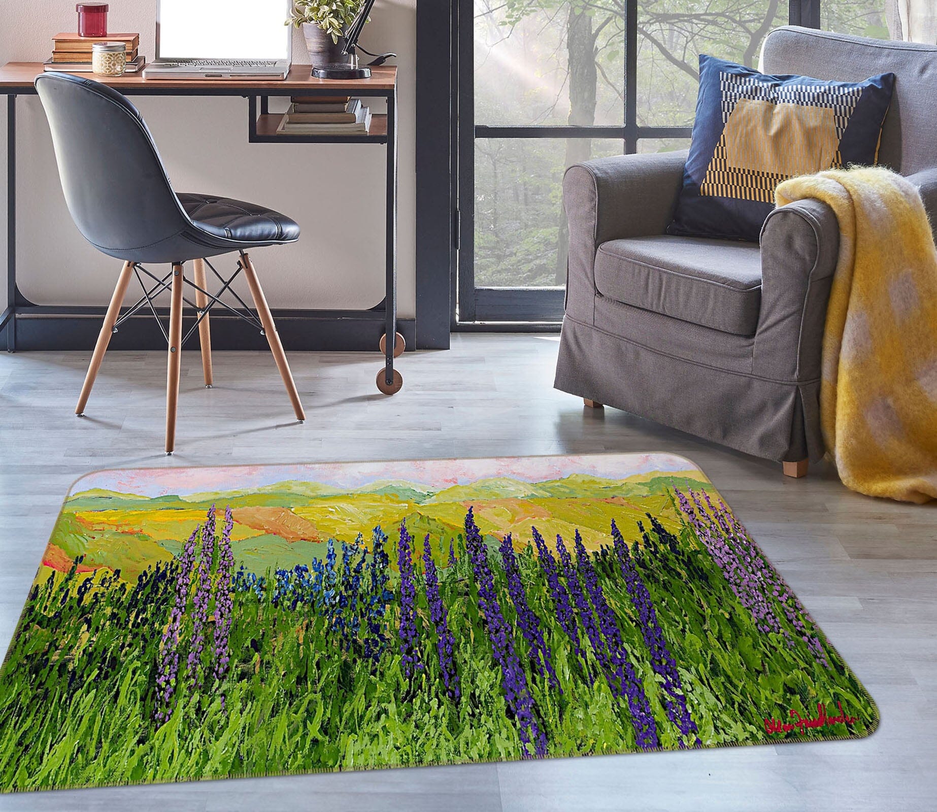 3D Purple Flowers 1023 Allan P. Friedlander Rug Non Slip Rug Mat Mat AJ Creativity Home 